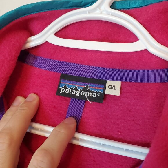 Vintage 80s 90s Patagonia Synchilla Snap Fleece Jacket Pink Size L - Picture 4 of 5